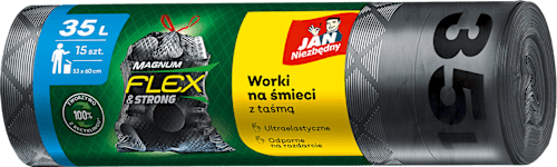 Worki na śmieci z taśmą Magnum Flex & Strong, 35L JAN Niezbędny