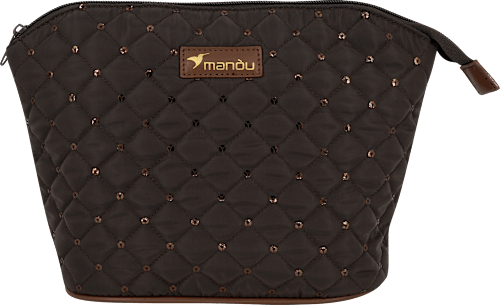 Kulturbeutel mit Pailetten dunkelbraun manòu
