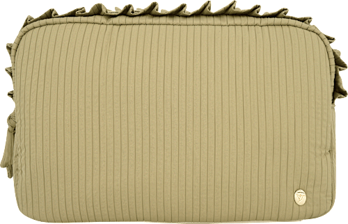 Kulturbeutel olive mit Rüschen manòu