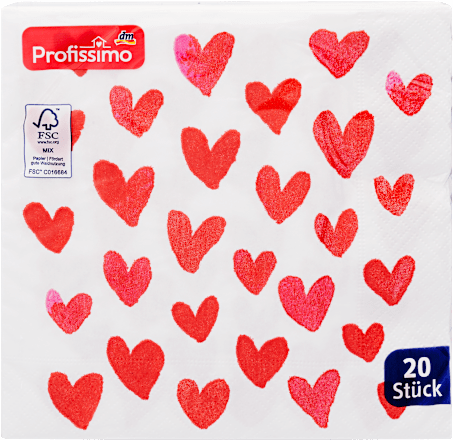 Papierové servítky Srdcia Profissimo