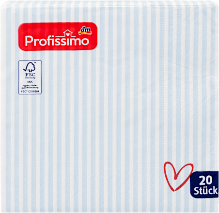 Serviete z motivom srca na črtah, 25 x 25 cm Profissimo