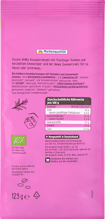 Bio polnozrnati prigrizek s paradižniki in sirom ementalec dmBio