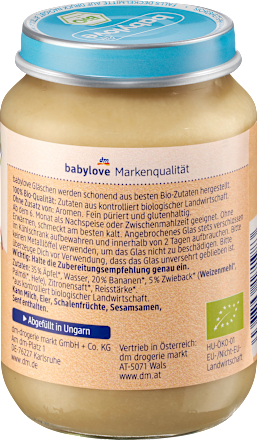 Bio bébidesszert alma és banán kétszersülttel, 6. hónapos kortól babylove