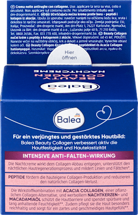Éjszakai arckrém Beauty Collagen, peptidekkel és Acacia Collagénnel Balea