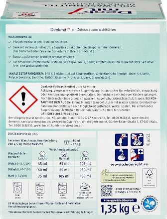 Vollwaschmittel Pulver Ultra Sensitive Denkmit