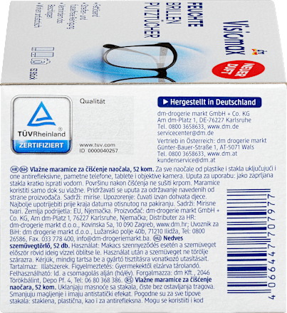 Salviette umidificate per occhiali visiomax