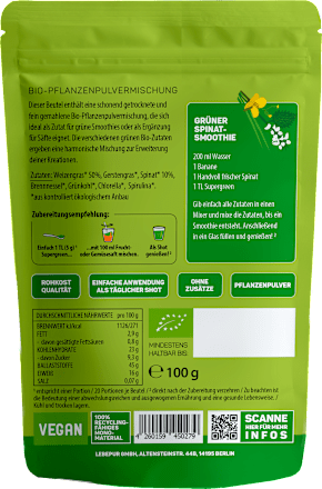 Pulver Bio Pflanzenpulver Supergreen Lebepur