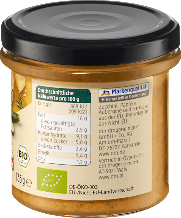 Brotaufstrich, Mediterranes Gemüse & Käse dmBio