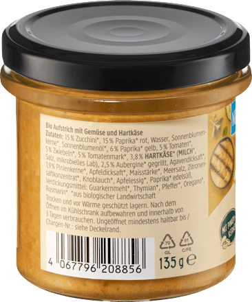 Brotaufstrich, Mediterranes Gemüse & Käse dmBio