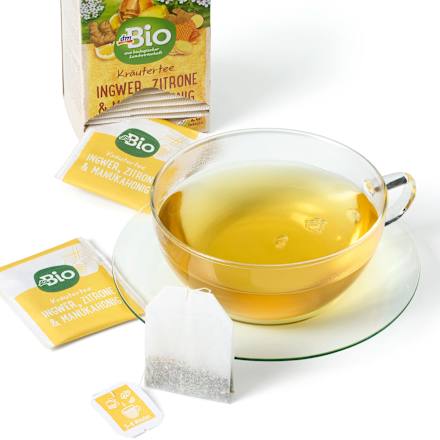 Kräutertee Ingwer, Zitrone & Manuka (20 Beutel) dmBio