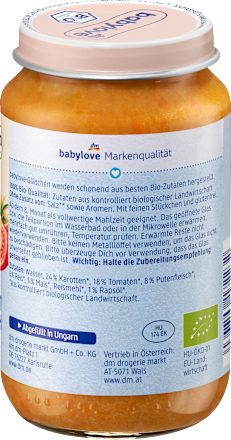 Menü Gemüseallerlei mit Reis & Pute ab dem 8. Monat babylove