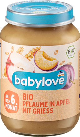 Frucht & Getreide Pflaume in Apfel mit Grieß ab dem 6.Monat babylove