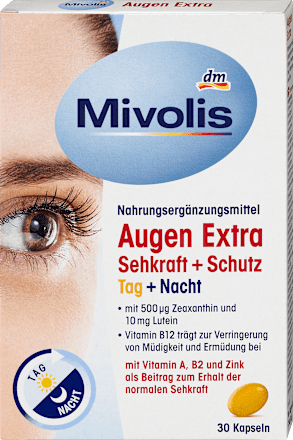 MivolisAugen Extra Sehkraft + Schutz, Tag + Nacht, Kapseln, 30 St., 28,8 gNahrungsergänzungsmittel