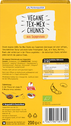 Vegane Tex-Mex Chunks aus Sojaprotein dmBio