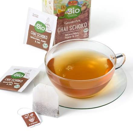 Herbatka czekoladowy czaj Podróż do Orientu, łupiny kakaowca, imbir & cynamon (20 x 2 g) dmBio