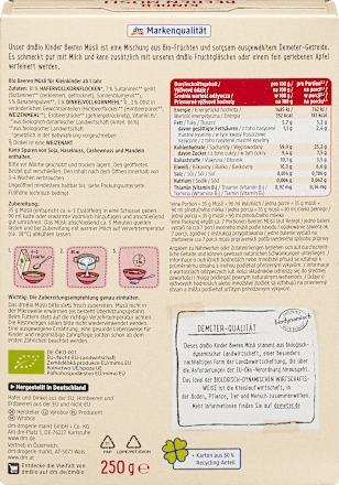 Musli z truskawkami i i malinami od 1 roku dmBio