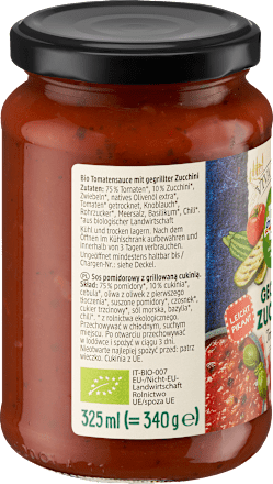 Tomatensoße, gegrillte Zucchini dmBio