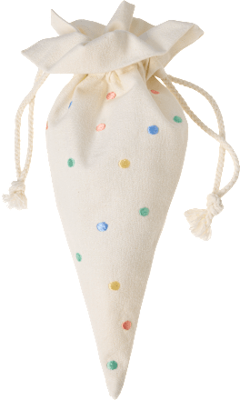Baumwoll Schultüte mit Punkten, bestickt, natur (17x30 cm) Vito & Joe