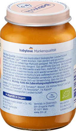 Menü Gartengemüse mit Reis & Huhn ab dem 5.Monat babylove