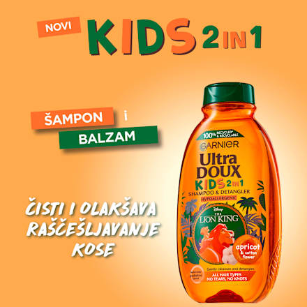 KIDS 2u1 kajsija dečiji šampon i balzam za kosu - Disney THE LION KING GARNIER BOTANIC THERAPY