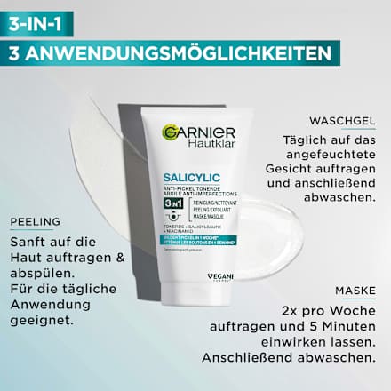 Reinigungscreme Salicylic Anti Pickel 3in1 Tonerde Garnier Skin Active