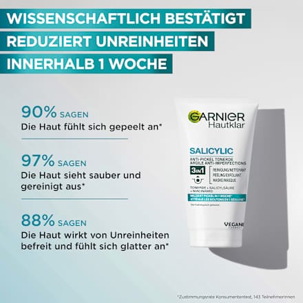 Anti Pickel Reinigungscreme Hautklar 3in1 Tonerde Garnier Skin Active