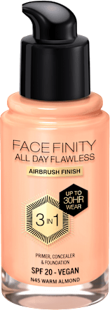 FACE FINITY ALL DAY FLAWLESS 3IN1 tečni puder - N45 Warm Almond, SPF20 MAX FACTOR