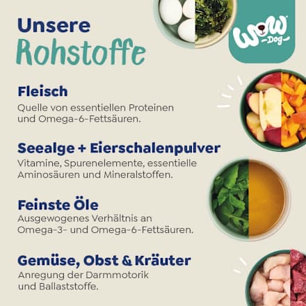 Nassfutter Hund mit Rind, Karotte & Zucchini, Adult  WOW