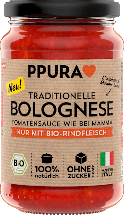 Tomatensauce, Bolognese mit Rindfleisch PPURA