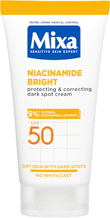 Ochranný krém proti tmavým škvrnám Niacinamide Bright Protecting & Correcting SPF 50 Mixa