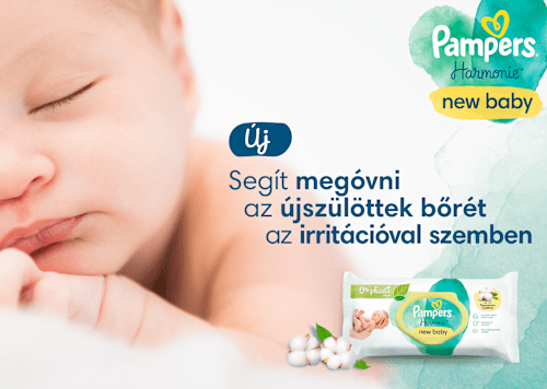 Nedves törlőkendő, New Baby, 4x46 db Pampers Harmonie