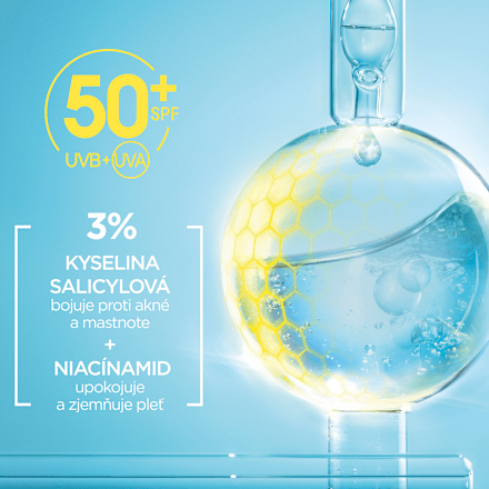 Denný pleťový UV fluid proti nedokonalostiam BHA + Niacinamide SPF 50+ GARNIER PureActive