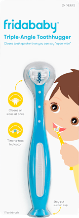 Trikotna otroška zobna ščetka - modra frida baby