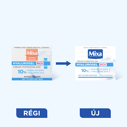 Intenzíven hidratáló arckrém Hyalurogel Rich hialuronsavval érzékeny és vízhiányos bőrre Mixa