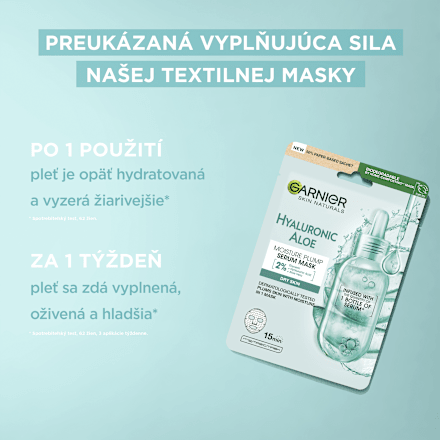 Intenzívne zvlhčujúca textilná pleťová maska Hyaluronic Aloe Serum GARNIER SKIN NATURALS