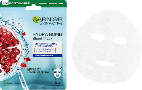 Hydratačná textilná pleťová maska Hydra Bomb s granátovým jablkom GARNIER SKIN NATURALS