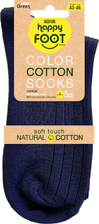 Памучни рипсени чорапи, тъмно сини, размер 40-42 happy FOOTtopia