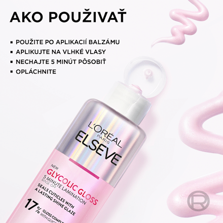 5-minútová kúra na vlasy Glycolic Gloss Lamination 17 % Gloss Complex L'ORÉAL PARiS ELSEVE