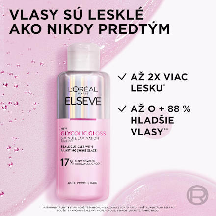 5-minútová kúra na vlasy Glycolic Gloss Lamination 17 % Gloss Complex L'ORÉAL PARiS ELSEVE