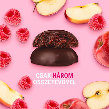 Alma-málna gyümölcs snack belga étcsokoládéban Bob Snail