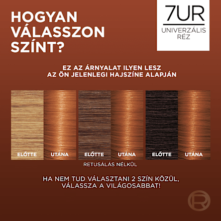 Tartós hajfesték, univerzális réz 7UR L'ORÉAL PARiS EXCELLENCE Creme