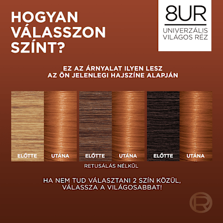 Tartós hajfesték, világos réz 8UR L'ORÉAL PARiS EXCELLENCE Creme