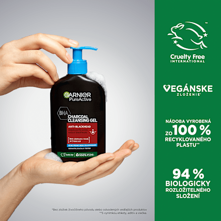 Čistiaci pleťový gél proti čiernym bodkám BHA s aktívnym uhlím GARNIER PureActive