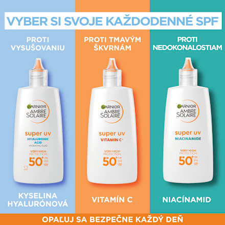 Opaľovací fluid na tvár a okolie očí SPF 50+ Garnier Ambre Solaire