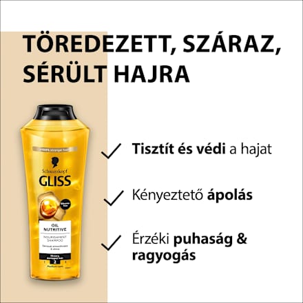 Sampon Oil Nutritive, töredezett, száraz, sérült hajra, nagy kiszerelés Schwarzkopf GLISS