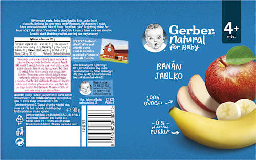 příkrm v sáčku banán & jablko Gerber Natural