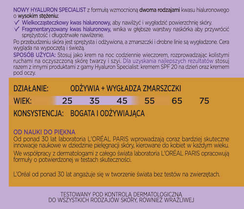 Hyaluron Specialist Krem nawilżający na noc  L'ORÉAL PARiS