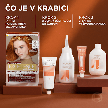 Farba na vlasy Universal Nudes - 7UR univerzálna medená L'ORÉAL PARiS EXCELLENCE Creme