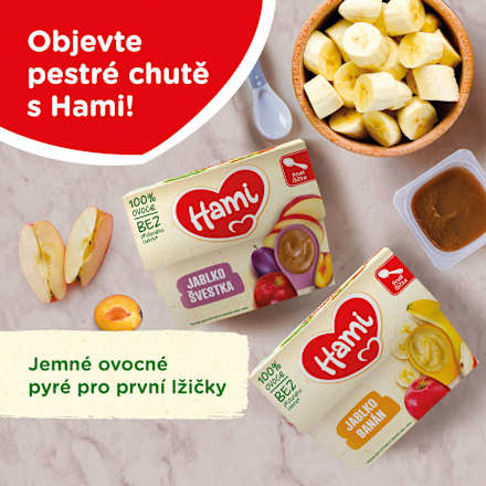 přesnídávka 100% ovoce jablko a banán Hami