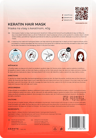 Maska na vlasy v čiapke Keratin  ASANTE